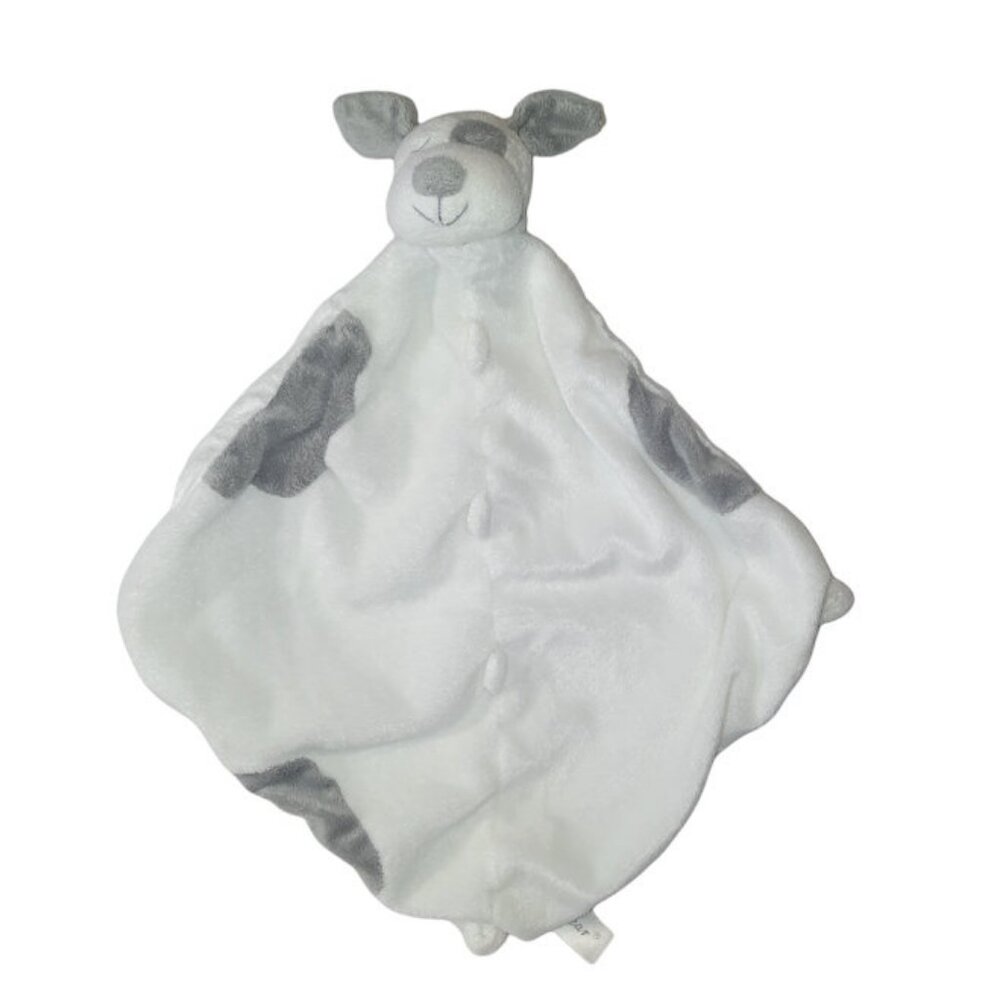 Angel Dear Dog Puppy Closed Eyes Gray White Baby Security Lovey Blanket 9" X 9"